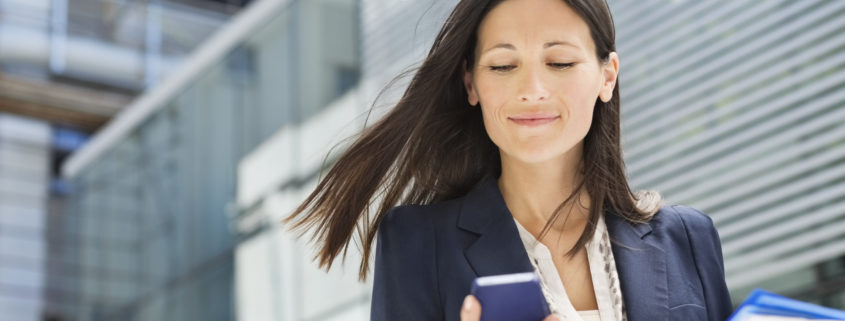 Woman looking at cell phone