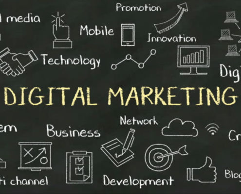 Image: picture says Digital Marketing and shows all forms of digital marketing