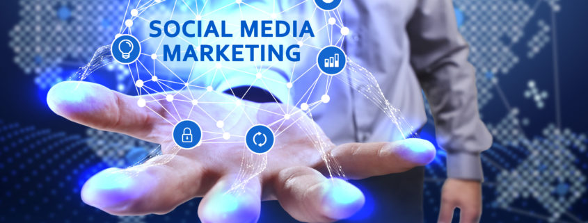 Hand extended showing Social Media Marketing