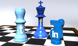 Chess Pieces Marked with Social Media logos