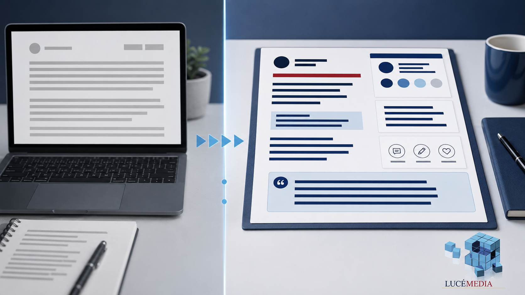 Generic AI content transformed into structured, voice-guided brand content using an AI brand voice profile.