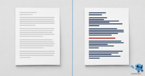 AI Brand Voice Profile: Generic AI Writing vs. Voice-Profiled Writing | Lucé Media | Lucé Media Split frame graphic comparing generic AI written text with voice profiled writing Luce Media branding