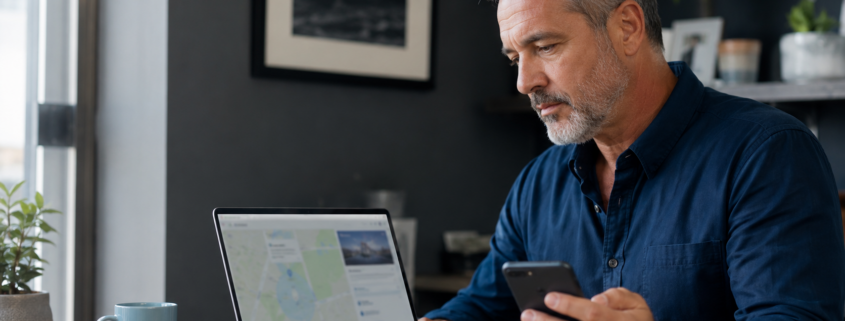 google-business-profile-new-homepage | Lucé Media Business owner reviewing a Google Business Profile while planning local search visibility