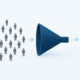 Audience-First SEO Featured Image | Lucé Media Diagram of a large crowd of search visitors narrowing to a small highlighted group of ideal customers illustrating audience first SEO