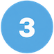 luce media icon 03 | Lucé Media | Lucé Media Blue circular badge with the white number 3 indicating step 3 in a sequence