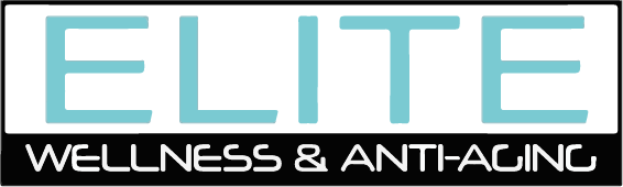 Elite logo: turquoise 'ELITE' on top, white 'WELLNESS & ANTI-AGING' beneath on a black background.