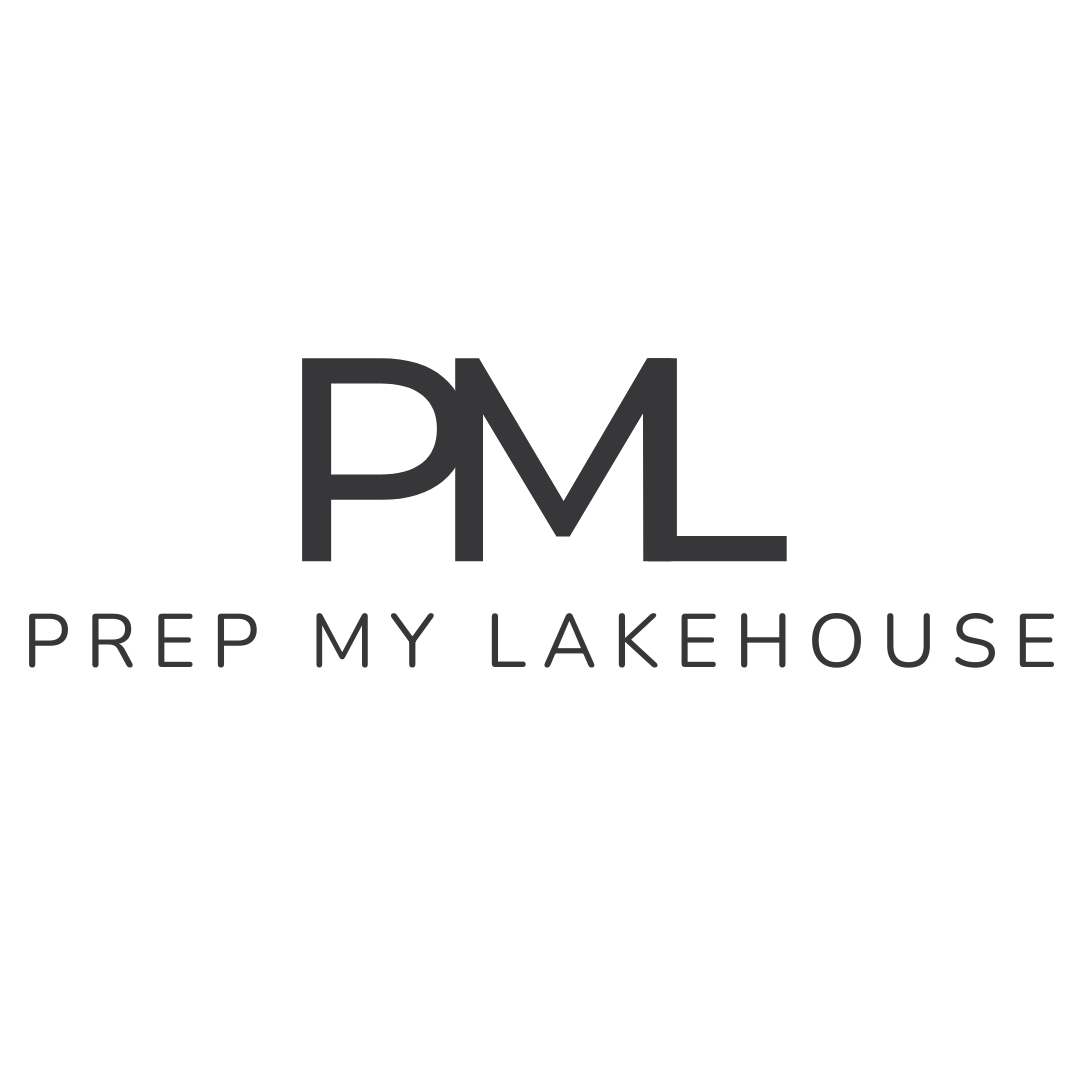 Logo for Prep My Lakehouse (PML) with dark gray letters on a black background