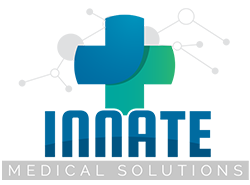 Medical Solutions logo with blue abstract shapes forming the letters MS over a blue wave and the caption 'MEDICAL SOLUTIONS'