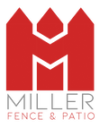 Miller Fence & Patio logo: red stylized M resembling a fence with the text 'Miller Fence & Patio' beneath